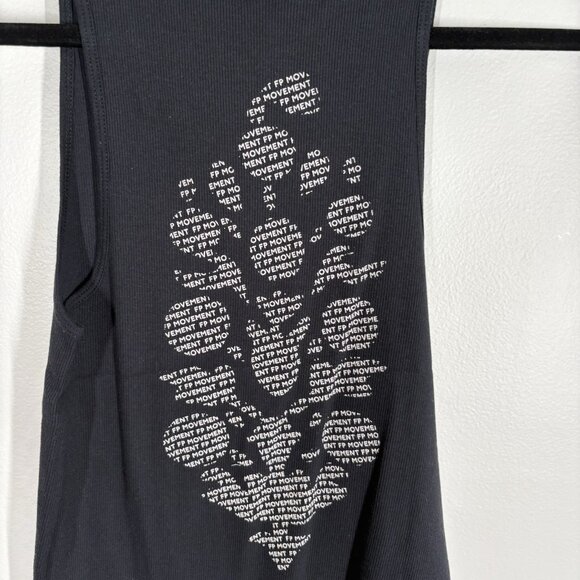 FP Movement Women XL Black Ribbed Athleisure All Star Logo Tank Top NWOT - Picture 11 of 12